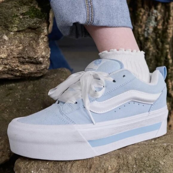 Women’s Vans White and Light Blue Platform Sneakers - NWT - Picture 3 of 10